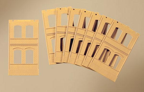 Brick walls with window openings yellow (8pc)<br /><a href='images/pictures/Auhagen/80608.jpg' target='_blank'>Full size image</a>